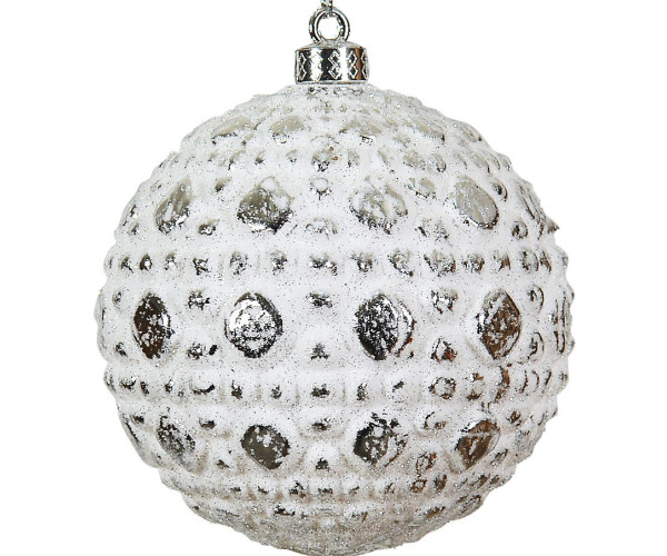 Ασημί Πλαστική Χριστουγεννιάτικη Μπάλα 8cm (Σετ 6 τμχ)